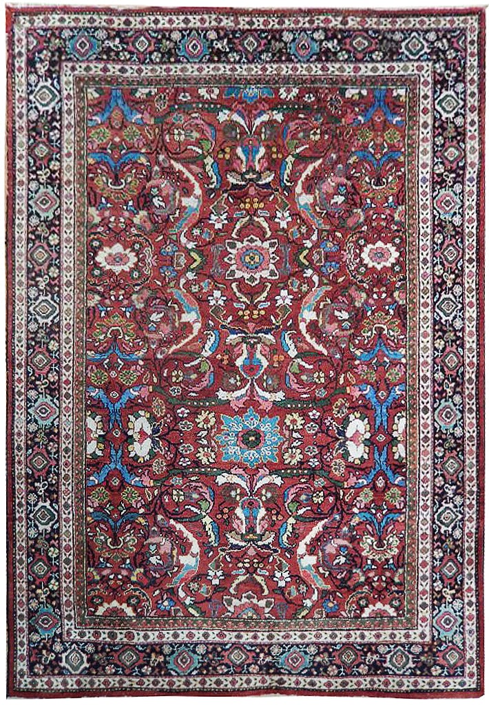 7.5 x 10.9 Red Handwoven Persian Heriz Area Rug (1 of 7)