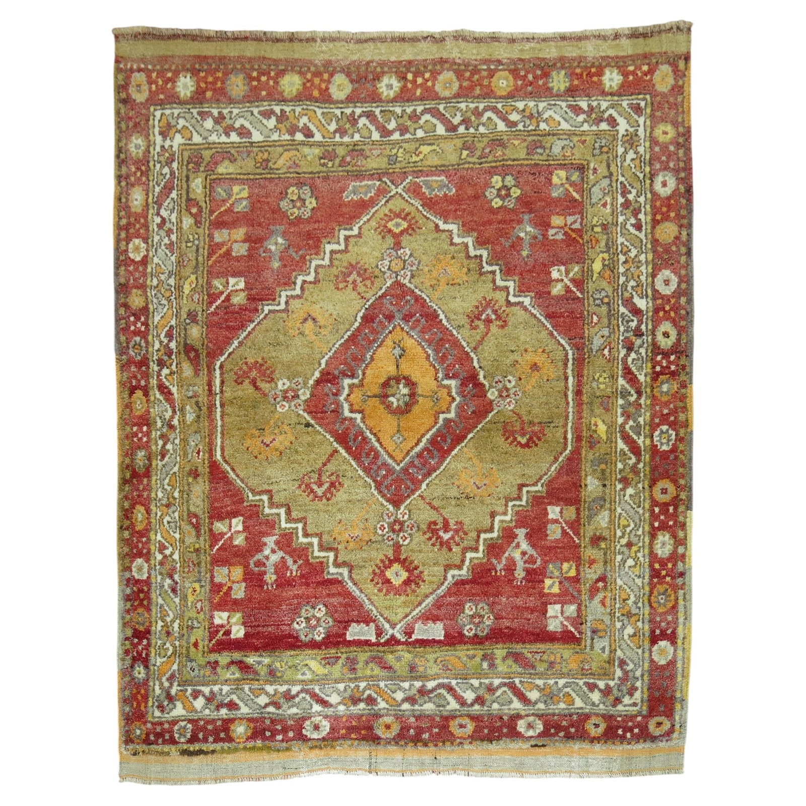 Mid 20th Century Turkish Anatolian Wool Rug 4'7 x 5'5: Mid 20th Century Turkish Anatolian Wool Rug 4'7 x 5'5 This vintage Turkish Anatolian rug, crafted circa 1940, features a classic Adirondack style. Made from wool, it showcases traditional craftsmanshi