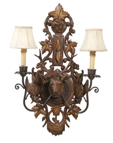 Rustic Lodge Resin Stag Wall Sconce Hand-Cast Hand-Painted (1 of 1)