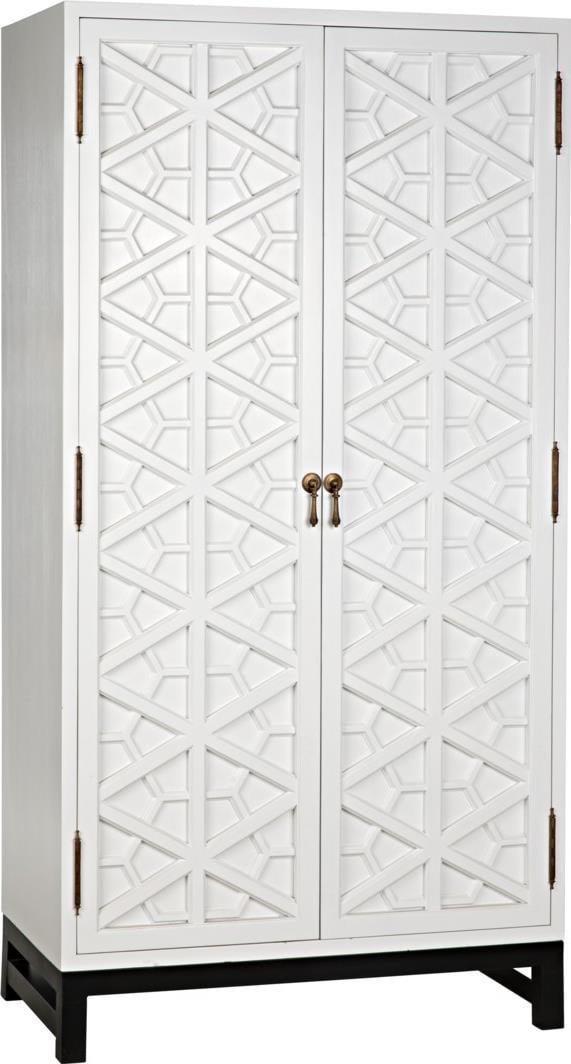 Maharadscha Compact White Hutch with Brass Pulls and Steel Base (1 of 1)
