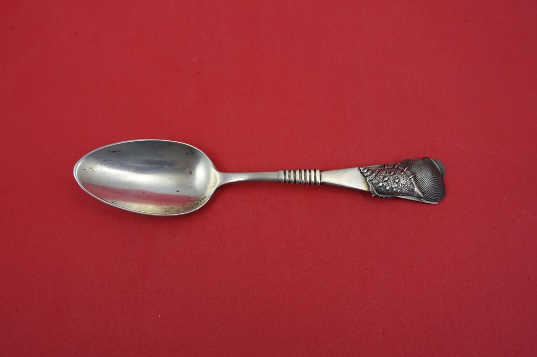 Sterling Silver Pap Spoon with Shell Accents by Shiebler 6 7/8 Inch (1 of 2)