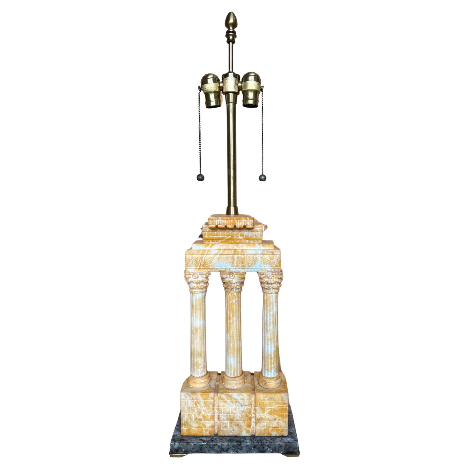 Grand Tour Style Siena Marble Temple Lamp Castor Pollux Italy 1950s (1 of 6)