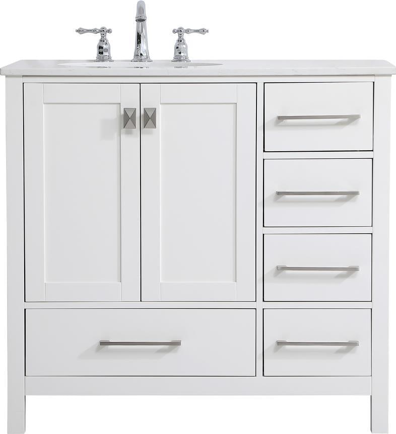 Elegant Lighting 36 Inch White Bathroom Vanity English Traditional Style: Elegant Lighting 36 Inch White Bathroom Vanity English Traditional Style Enhance your bathroom with this elegant 36-inch bathroom vanity, showcasing a stylish English Traditional design. Constructed f