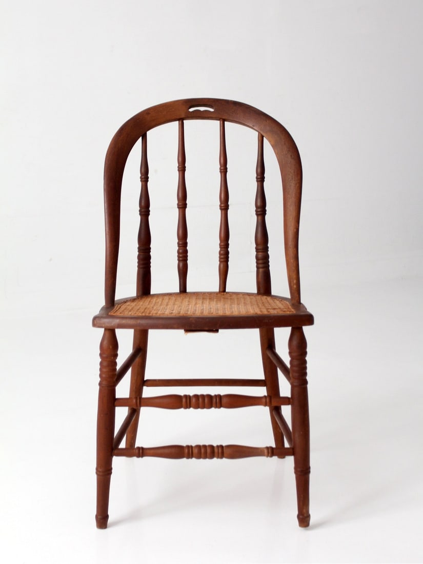 Cane Seat Windsor Side Chair with Bow Back Antique (1 of 17)