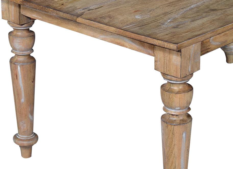 Rustic Farmhouse Mango Dining Table with Beachwood Finish: Rustic Farmhouse Mango Dining Table with Beachwood Finish Introducing a Vintage Style Farmhouse Mango Dining Table, designed to elevate your dining experience with its charming country farmhouse aesth