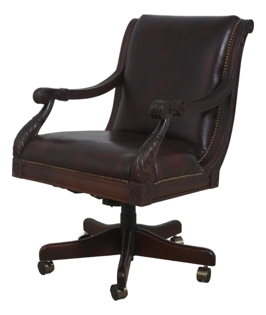 Sam Moore Brown Leather Rolling Desk Chair (1 of 10)