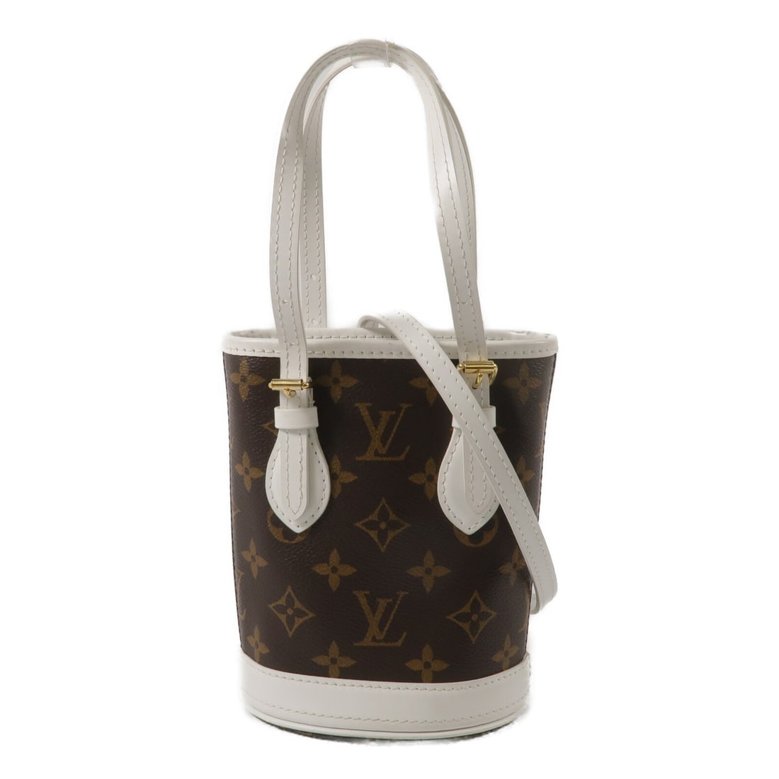 Louis Vuitton Nano Bucket 2way Shoulder Crossbody Bag Monogram Brown: Louis Vuitton Nano Bucket 2way Shoulder Crossbody Bag Monogram Brown Louis Vuitton Nano Bucket 2-way shoulder crossbody bag in brown Monogram coated canvas. This women's bag is made in France and feat