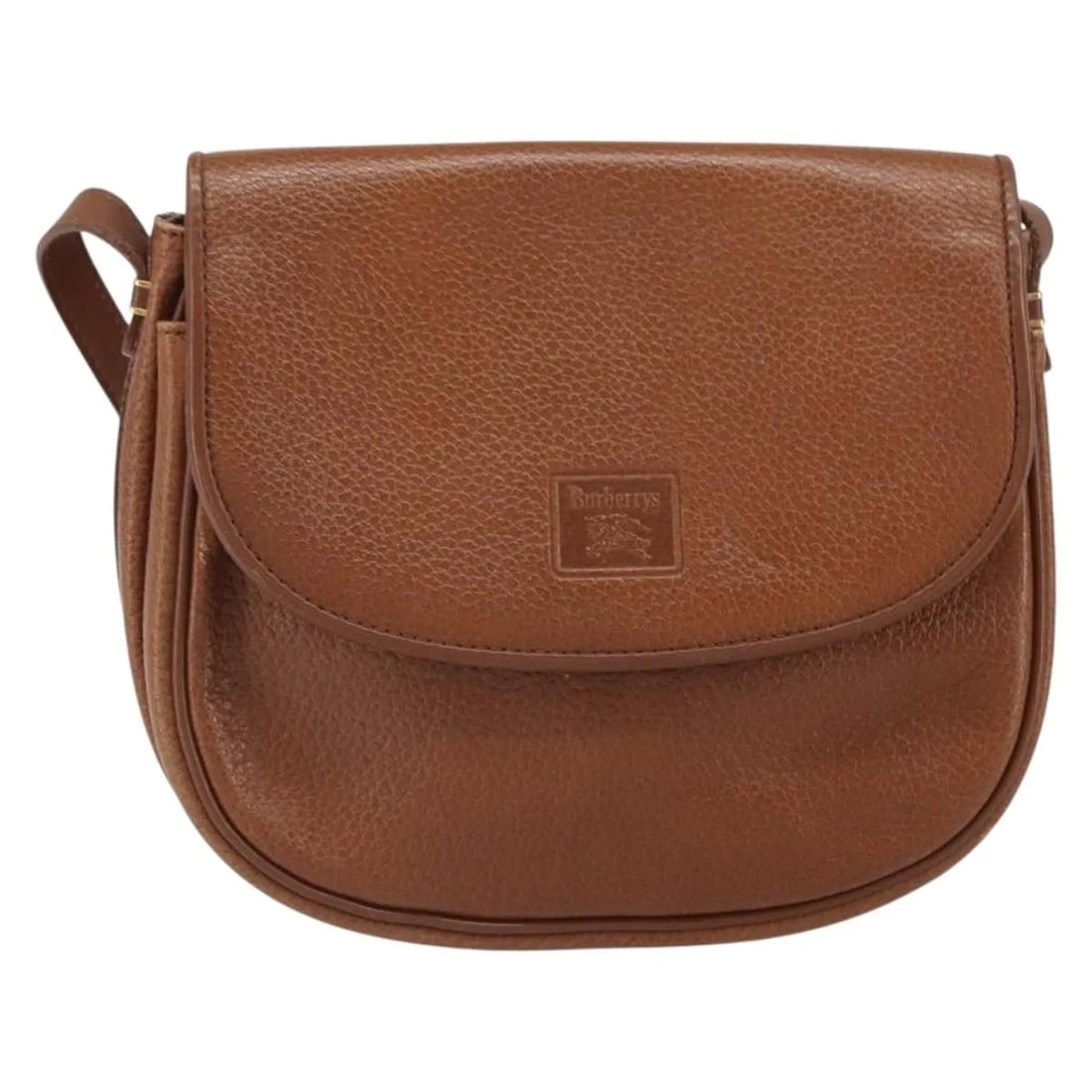 Burberry Vintage Brown Leather Shoulder Bag: Burberry Vintage Brown Leather Shoulder Bag This vintage Burberry shoulder bag for women features brown leather construction with a compact design. It shows signs of wear including surface deformation