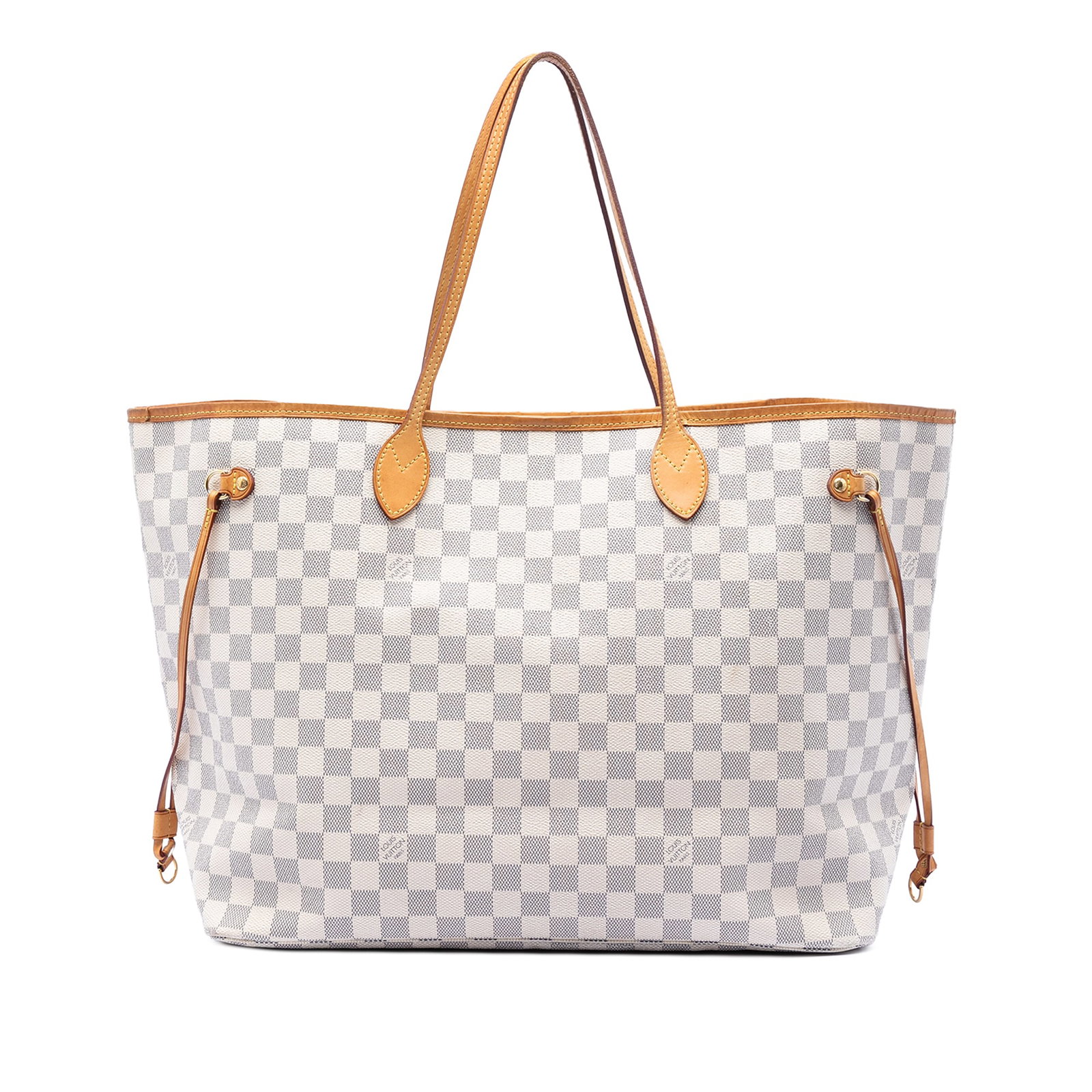Louis Vuitton Neverfull GM Damier Azur Tote Bag: Louis Vuitton Neverfull GM Damier Azur Tote Bag This Louis Vuitton Damier Azur Neverfull GM is crafted with a signature Damier Azur canvas body and complemented by leather trim. It features flat shoul