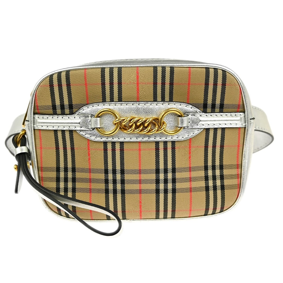 Burberry House Check Small Bum Bag Beige with Silver Tone Hardware: Burberry House Check Small Bum Bag Beige with Silver Tone Hardware Burberry House Check bum bag in beige with brown accents and silver-tone hardware. This small women's bag features a zip closure, can