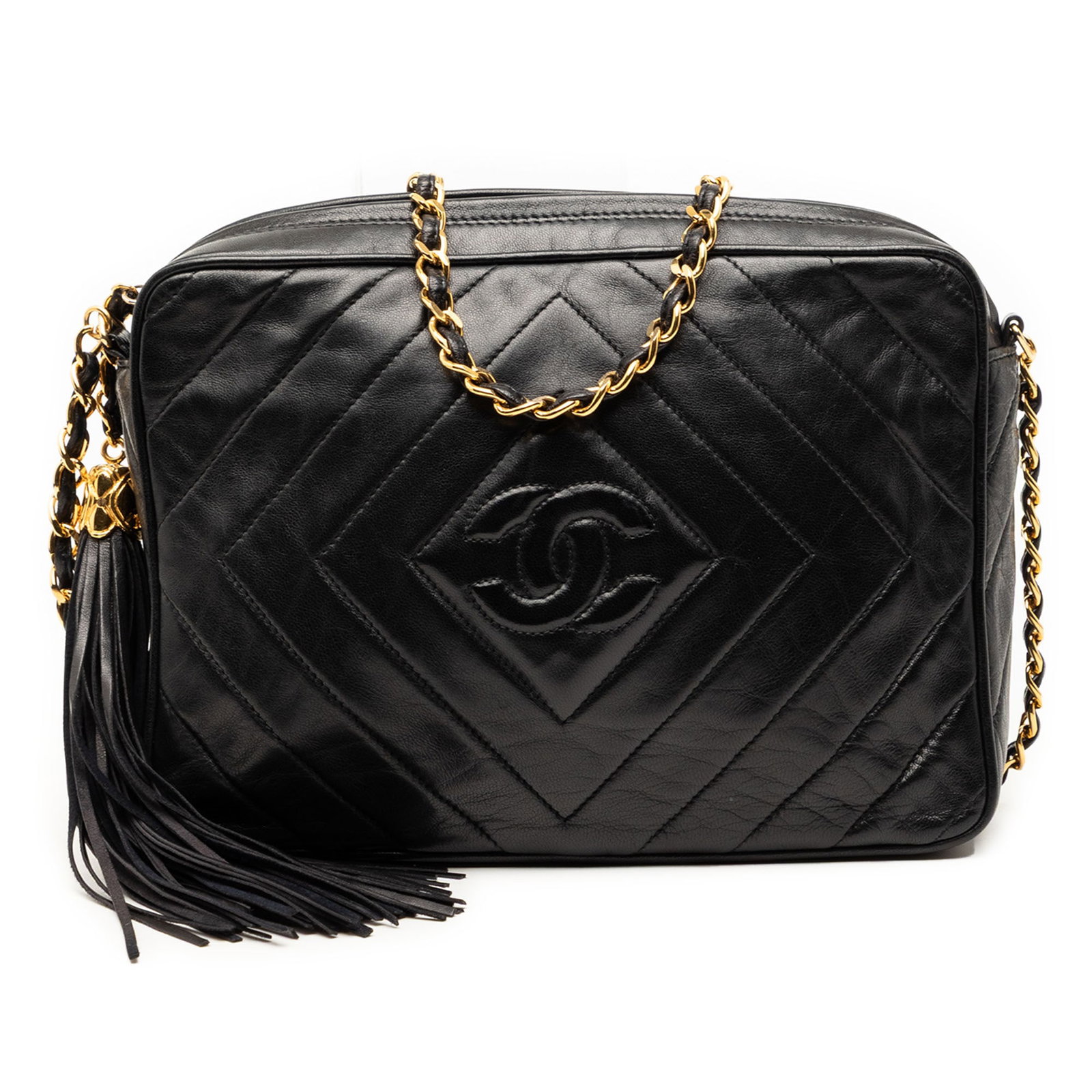 Chanel Black Lambskin Quilted Camera Crossbody Bag with Tassel Detail (1 of 7)