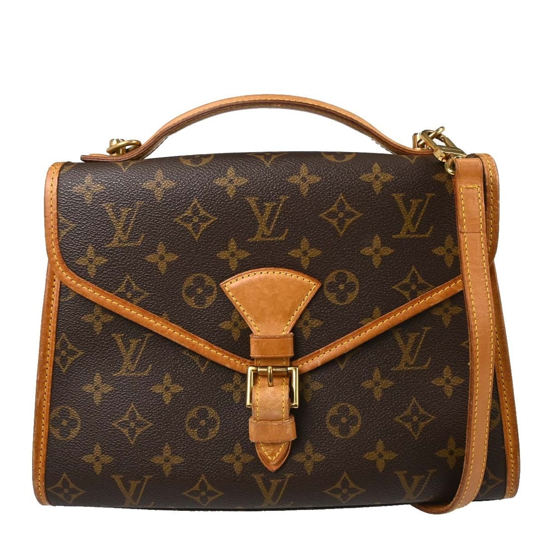Louis Vuitton Bel Air M51122 Monogram 2way Shoulder Handbag: Louis Vuitton Bel Air M51122 Monogram 2way Shoulder Handbag Vintage Louis Vuitton Bel Air 2-way handbag in brown Monogram canvas and leather. This medium handbag features a top handle, buckle closure,