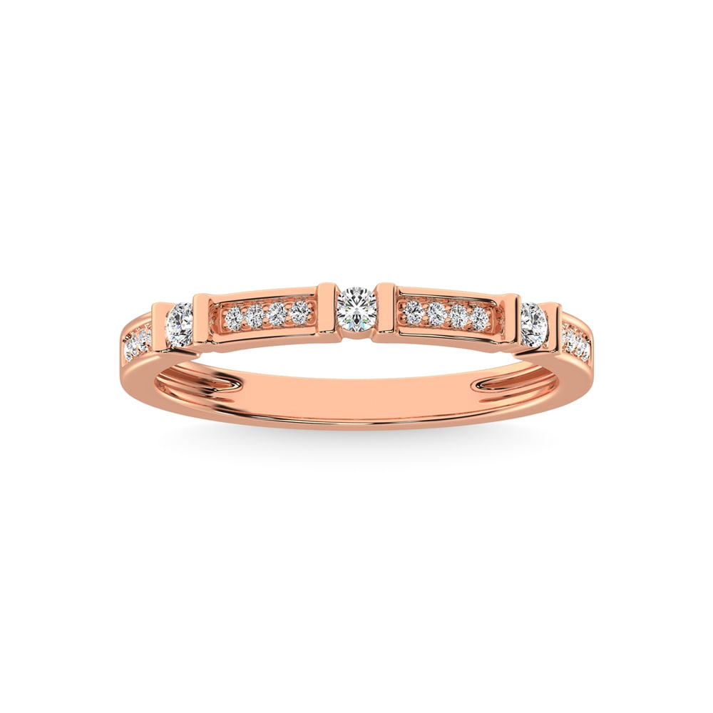 14K Rose Gold 1/6 Ct.Tw. Diamond Stackable Band: 14K Rose Gold 1/6 Ct.Tw. Diamond Stackable Band With Sparkle And Shine These Dainty Bands Made Of 14K Rose Gold. Radiant With 1/6 Ctw Shimmering Diamonds. Give a new look to your engagement ring !!! 1