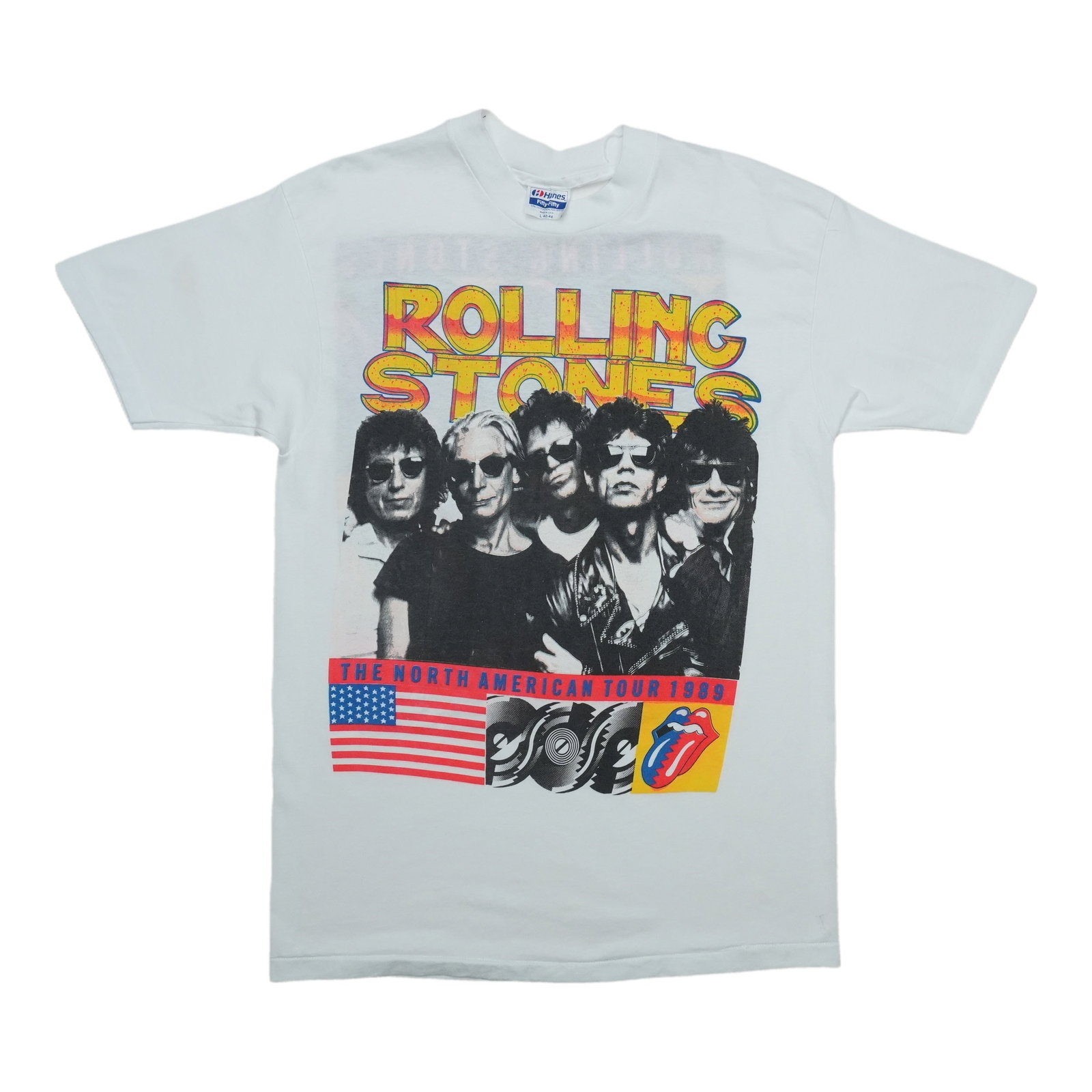 Vintage Rolling Stones Steel Wheels tour tee 1989 white: Vintage Rolling Stones Steel Wheels tour tee 1989 white This is an original vintage 1989 Rolling Stones Steel Wheels North American Tour shirt. It is a true vintage item from the 1980s, not a modern r