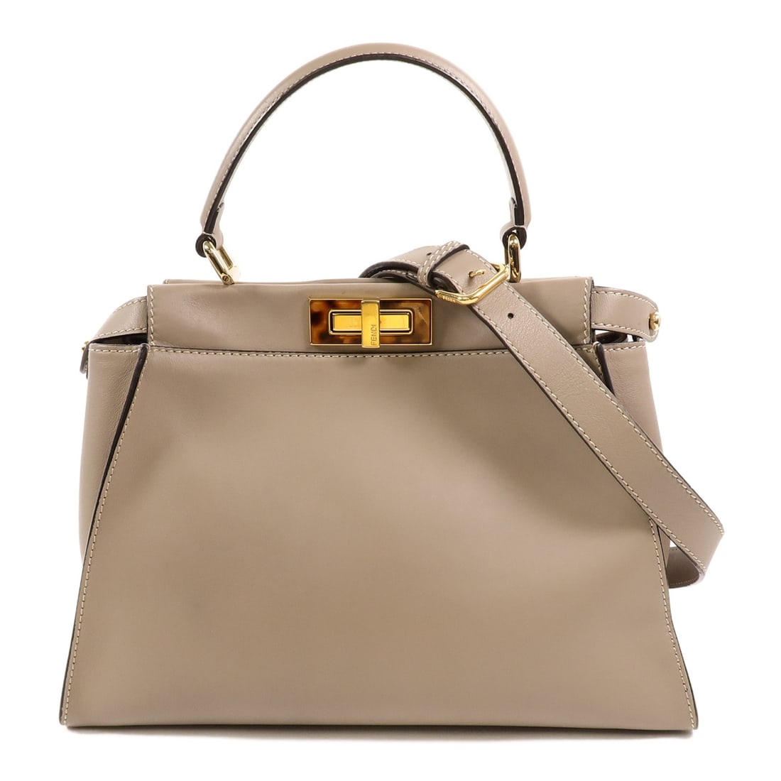 Fendi Peekaboo Medium Gray Calfskin 2 Way Shoulder Bag GHW: Fendi Peekaboo Medium Gray Calfskin 2 Way Shoulder Bag GHW This FENDI Peekaboo Medium 2 Way Shoulder Bag features luxurious grey calfskin leather and gold-tone hardware. Designed for versatility, it c