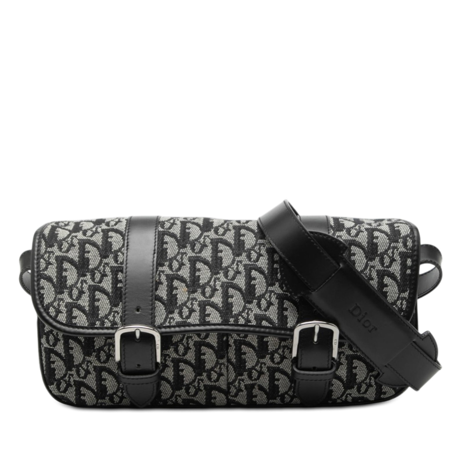 Dior Diorissimo Trotter Pattern Canvas Crossbody Bag with Leather Trim: Dior Diorissimo Trotter Pattern Canvas Crossbody Bag with Leather Trim This Diorissimo Trotter Canvas Crossbody bag features a canvas exterior with leather trim, an adjustable flat leather strap, top 