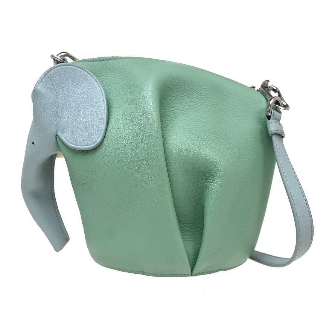 Loewe Elephant Small Leather Shoulder Bag Green Pink Blue: Loewe Elephant Small Leather Shoulder Bag Green Pink Blue Loewe Elephant shoulder bag in multicolor leather with green, pink, blue, and yellow tones. This small women's bag features a shoulder strap a