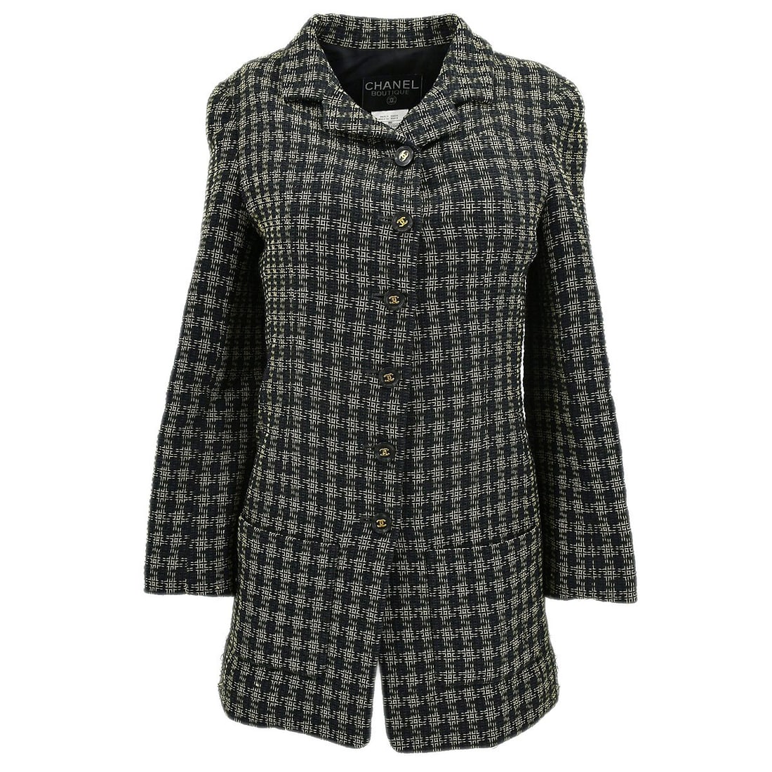 Vintage CHANEL womens black mid length jacket size 36 (1 of 10)