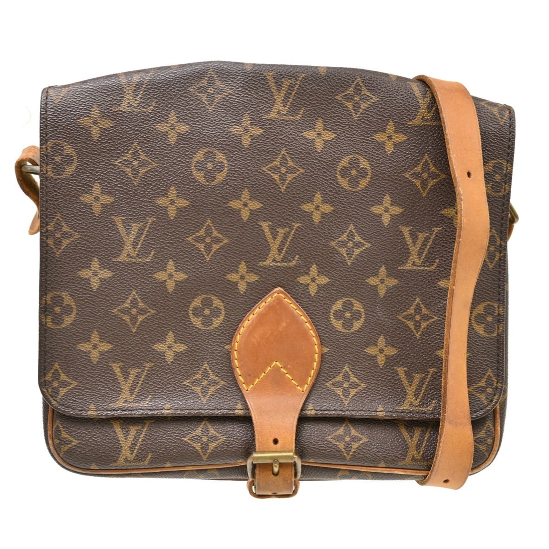 Louis Vuitton Cartouchiere GM Monogram Canvas Crossbody Shoulder Bag M51252: Louis Vuitton Cartouchiere GM Monogram Canvas Crossbody Shoulder Bag M51252 Vintage Louis Vuitton Cartouchiere GM shoulder bag in Monogram canvas and leather with a flap buckle closure and adjustable 