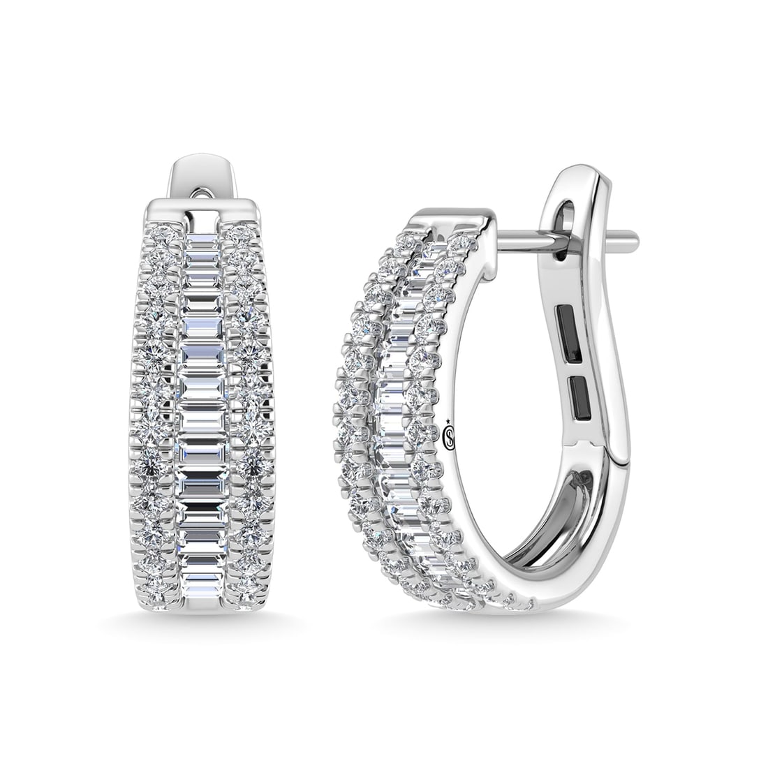 14K White Gold Lab Grown Diamond 1 1/2 Ct.Tw. Hoop Earrings: 14K White Gold Lab Grown Diamond 1 1/2 Ct.Tw. Hoop Earrings Luxurious 14K white gold hoops with 1 1/2 Ct.Tw. lab-grown diamonds, radiating brilliance for any occasion. 14k White Gold Stone Color: D-f 