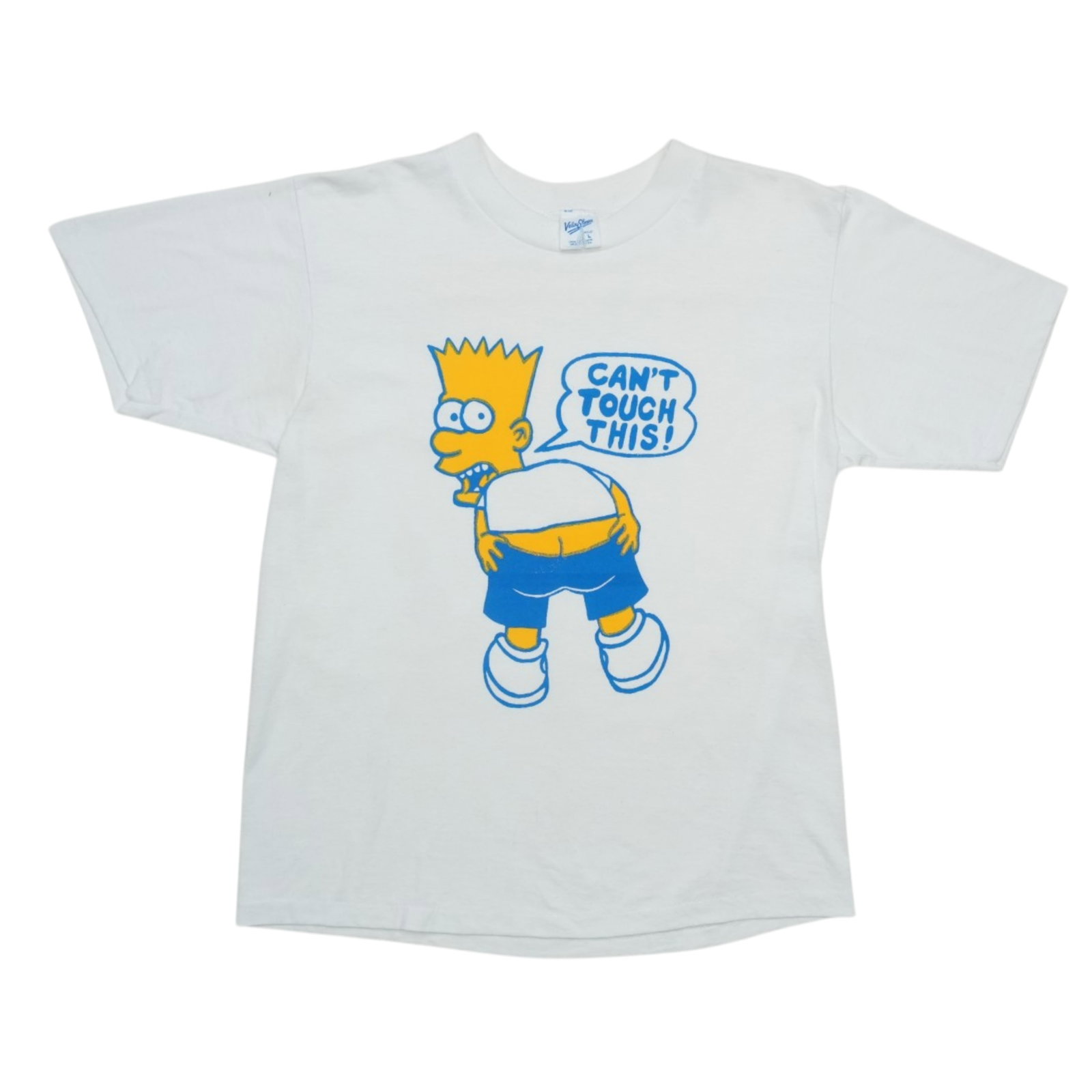 Vintage 1990 Bart Simpson Can't Touch This White Cotton T-Shirt Large (1 of 4)