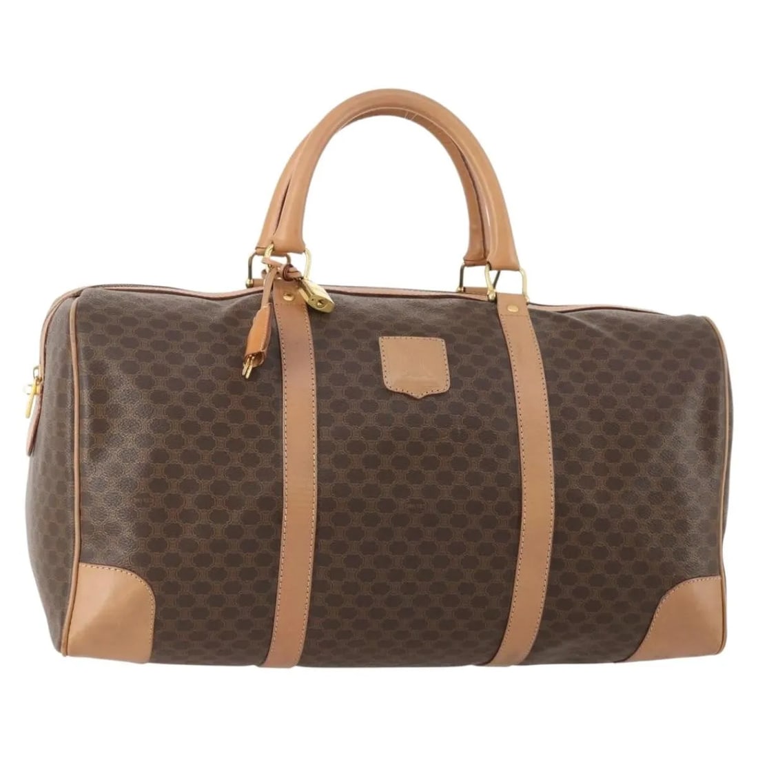 Celine Vintage Canvas Duffle Bag Brown Italy: Celine Vintage Canvas Duffle Bag Brown Italy This Celine vintage duffle bag features a classic brown canvas exterior with leather accents. Designed for unisex use, it offers spacious storage and Itali