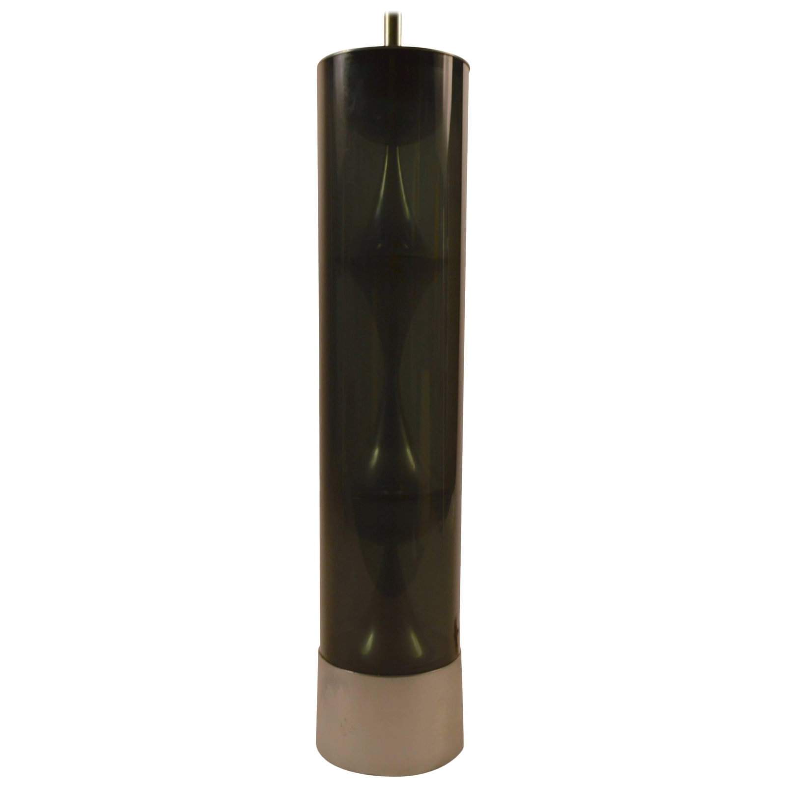 Vintage Mod Cylindrical Smoked Lucite Lamp by Mutual Sunset Co (1 of 7)