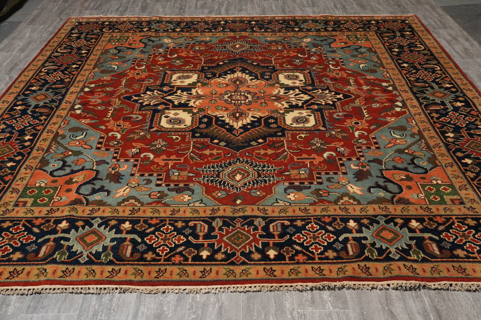 10 x 10 Feet Square Serapi Wool Handmade Rug Persian Design - 2