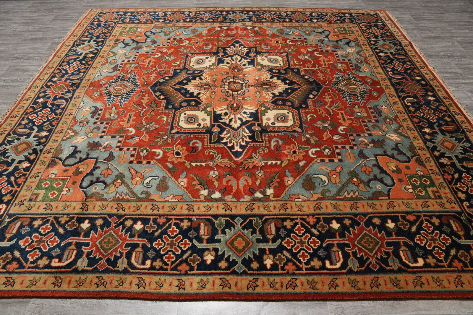 10 x 10 Feet Square Serapi Wool Handmade Rug Persian Design - 3