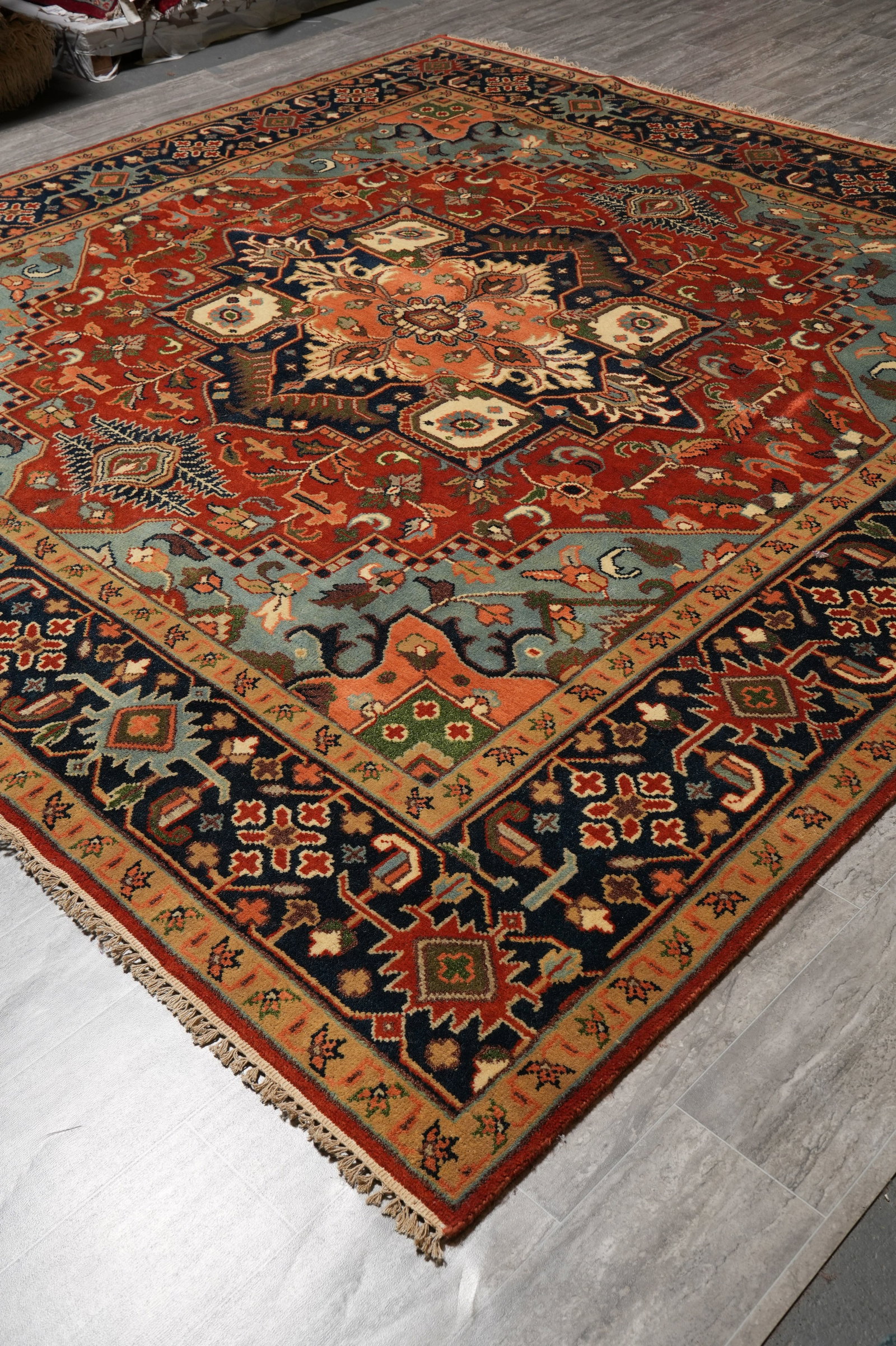 10 x 10 Feet Square Serapi Wool Handmade Rug Persian Design - 4