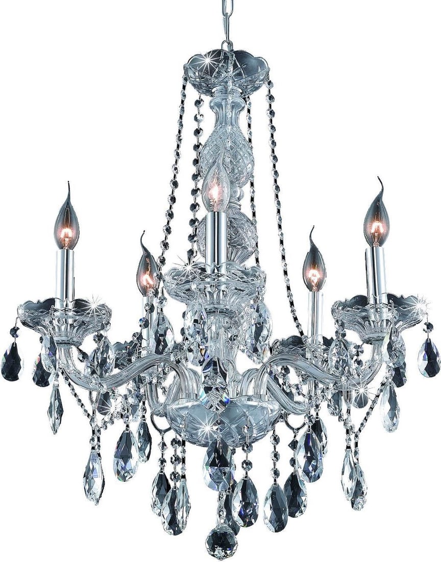 Verona 5-Light Bowl Chandelier Chrome Royal-Cut Crystal: Verona 5-Light Bowl Chandelier Chrome Royal-Cut Crystal This Italian-style bowl chandelier features five lights and is crafted from Royal-Cut crystal, offering a sophisticated look with chrome and cle