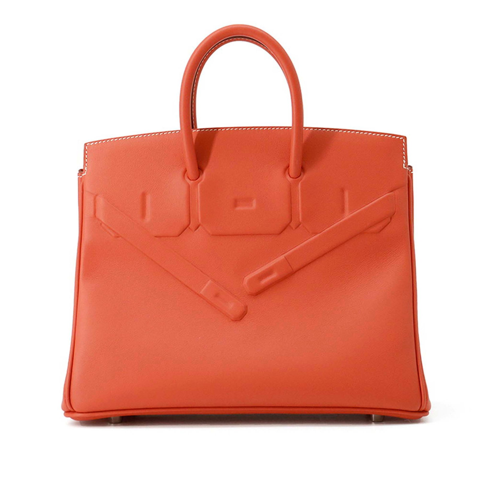 Hermes Birkin Shadow 25 Swift Leather Handbag Sanguine: Hermes Birkin Shadow 25 Swift Leather Handbag Sanguine Hermes Birkin Shadow Retourne 25 in Swift leather with a Sanguine colorway. This handbag features rolled leather handles, an open top, and interi