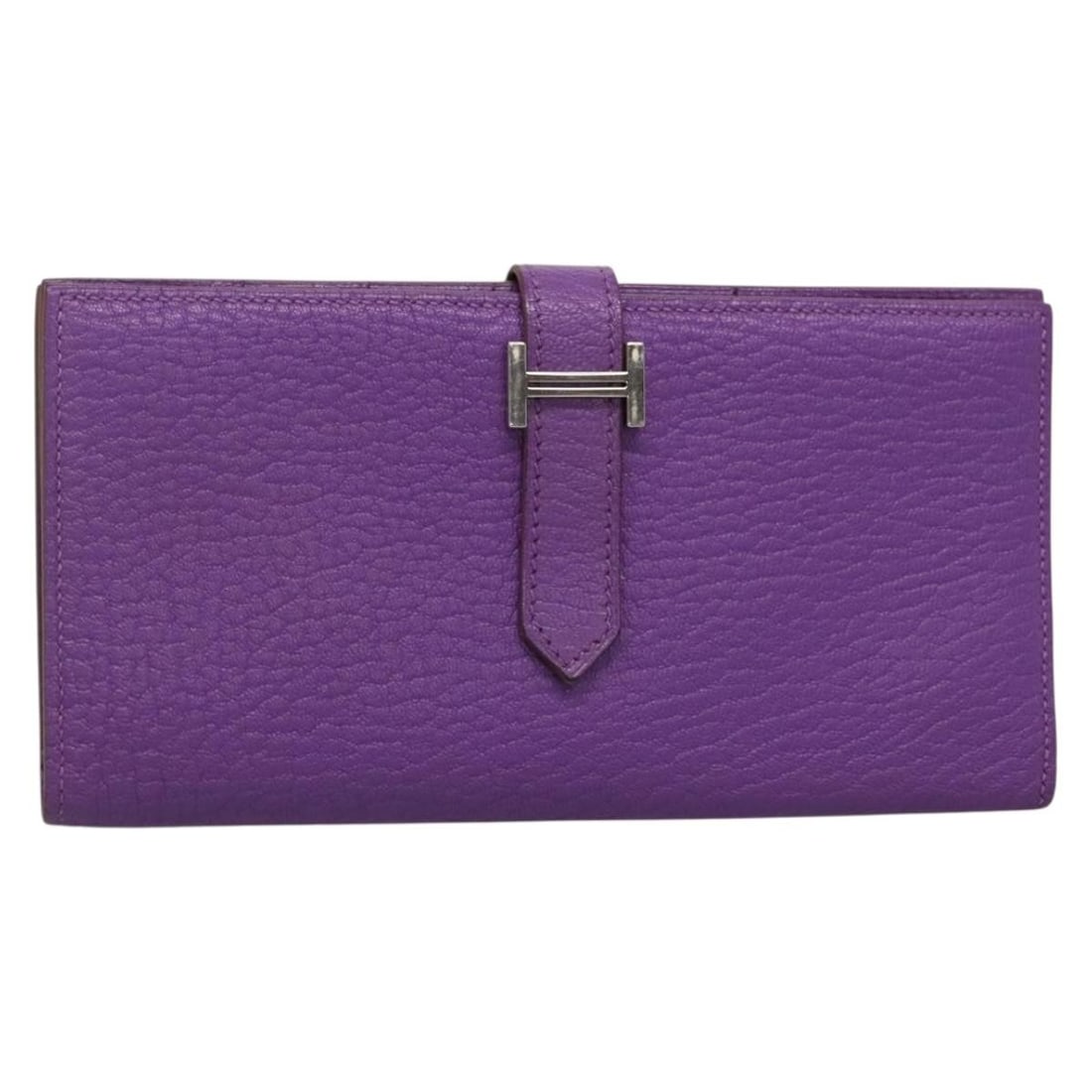 Authentic HERMES Bean Souffle Wallet Leather Purple France (1 of 18)
