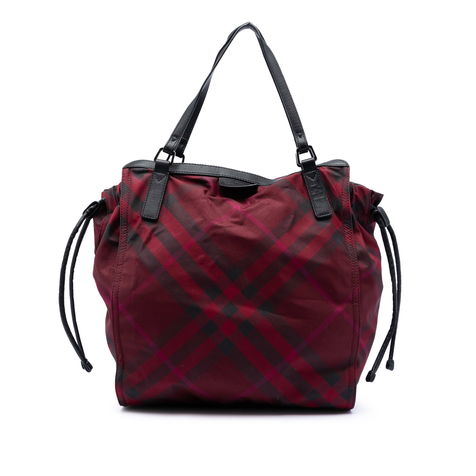 Burberry Buckleigh Tote Bag in Supernova Check Nylon with Leather Trim: Burberry Buckleigh Tote Bag in Supernova Check Nylon with Leather Trim This Burberry Buckleigh tote features the signature Supernova Check pattern on a printed nylon body, complemented by leather trim