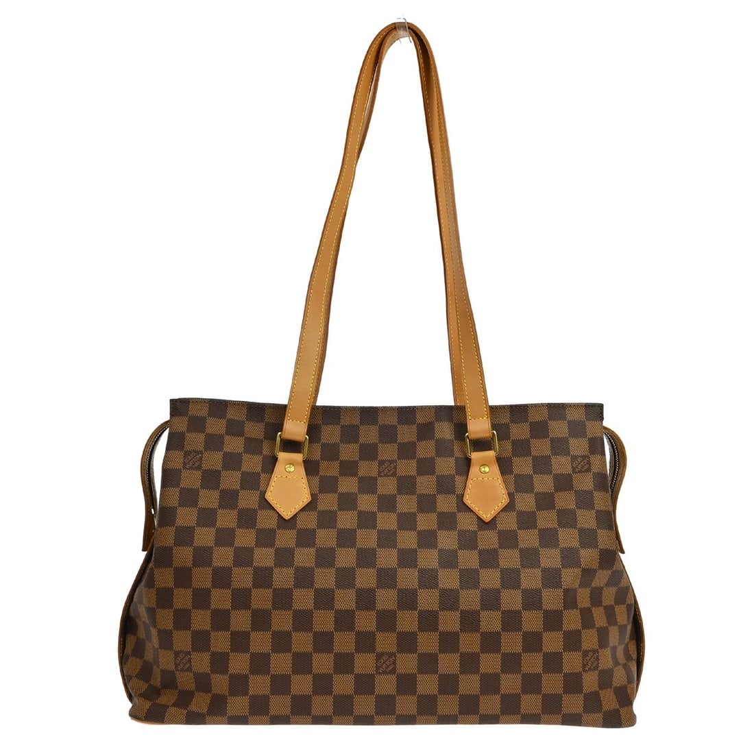 Louis Vuitton Colombine Damier Canvas Tote Shoulder Bag N99037: Louis Vuitton Colombine Damier Canvas Tote Shoulder Bag N99037 Vintage Louis Vuitton Colombine shoulder tote bag in Damier canvas with leather trim and double handles. This large zip-top tote features