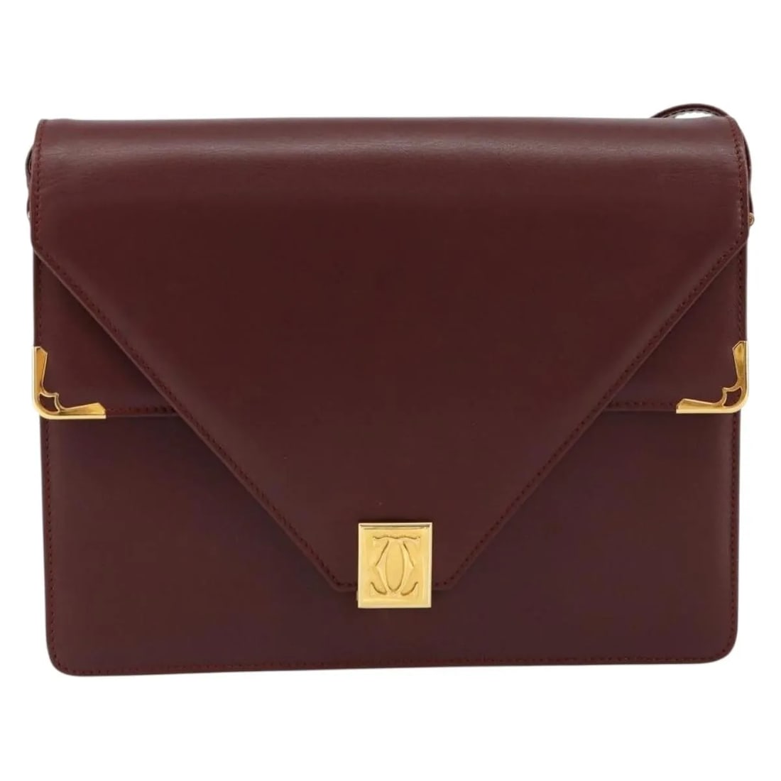 Cartier Must de Cartier Burgundy Leather Shoulder Bag: Cartier Must de Cartier Burgundy Leather Shoulder Bag This Must de Cartier shoulder bag is crafted from burgundy leather and designed for women. Made in Italy, it features a structured silhouette with