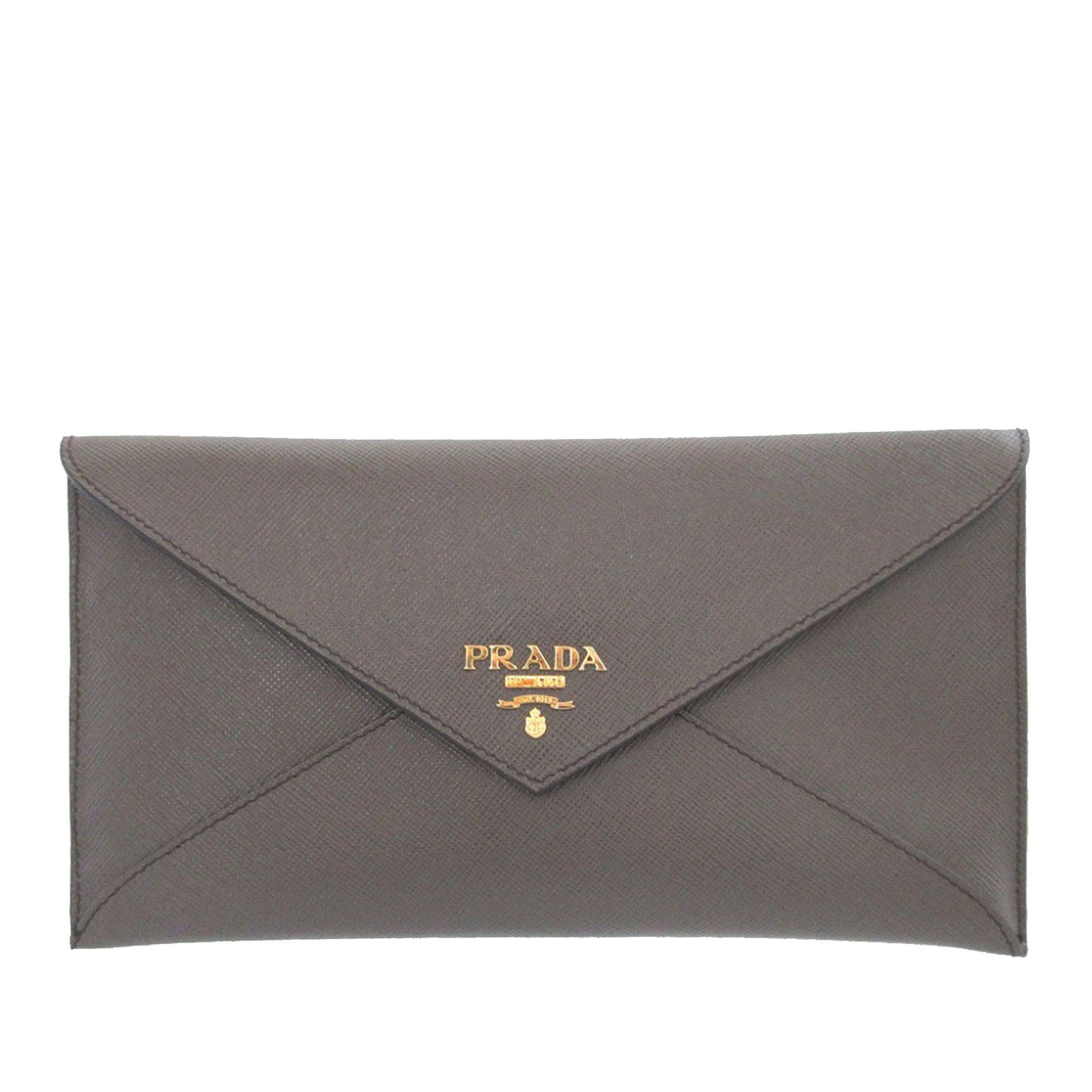 Prada Saffiano Envelope Clutch Gray Leather Bag (1 of 10)