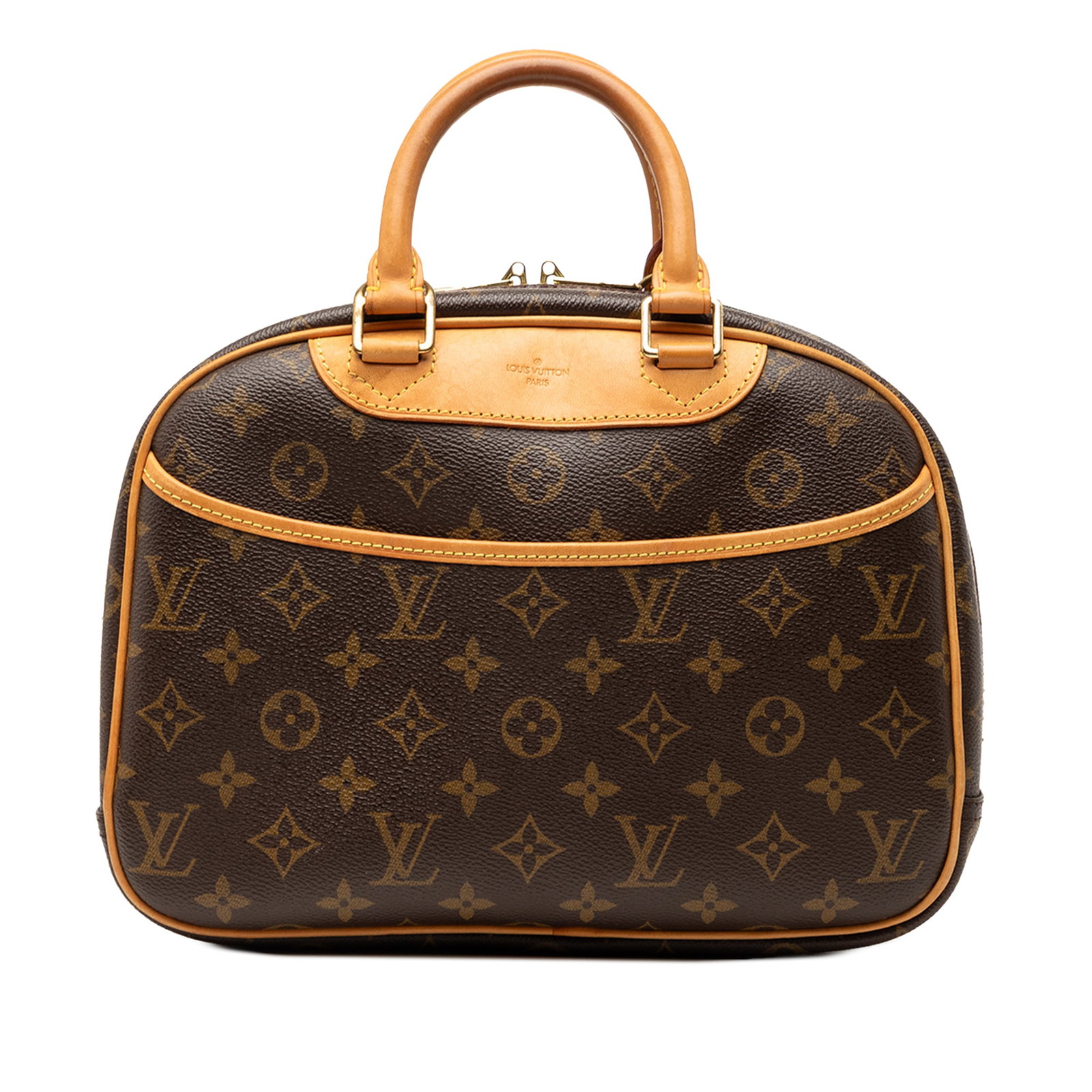 Louis Vuitton Trouville Monogram Canvas Bag: Louis Vuitton Trouville Monogram Canvas Bag This Louis Vuitton Monogram Trouville bag features the iconic monogram canvas complemented by vachetta leather trim and rolled vachetta leather handles. It 