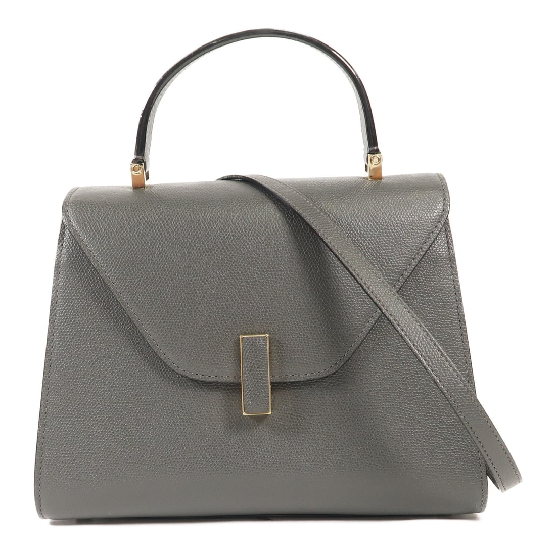 Valextra Iside Medium 2 Way Calfskin Shoulder Bag Gray (1 of 13)