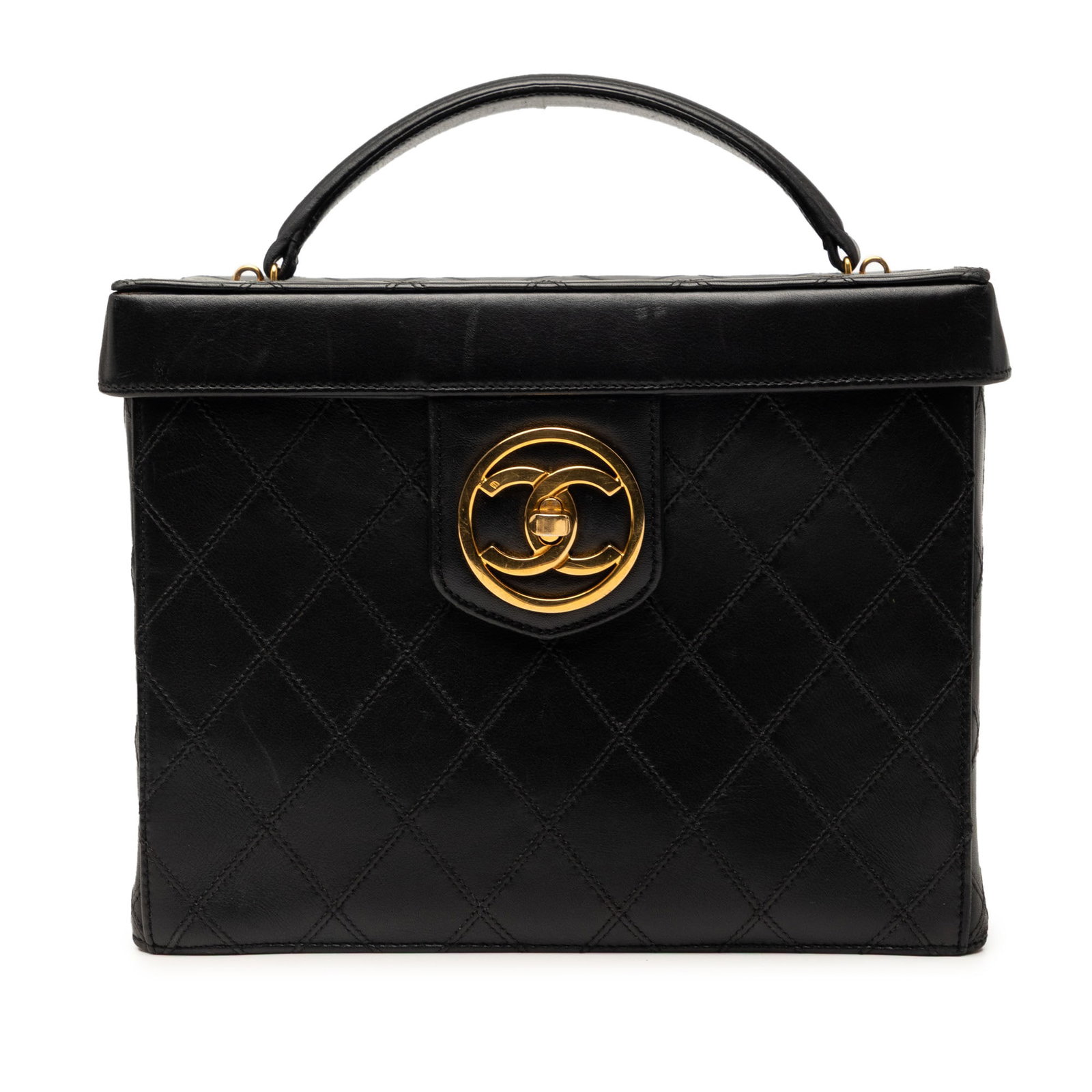 Chanel CC Turnlock Vanity Case in Black Stitched Calfskin (1 of 9)