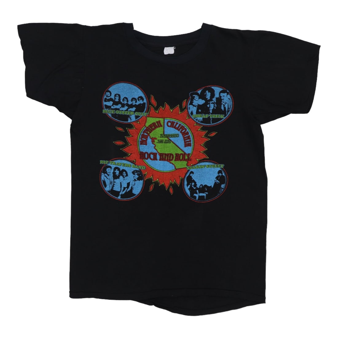 Vintage 1979 Northern California Rock & Roll Festival Black Cotton Shirt: Vintage 1979 Northern California Rock & Roll Festival Black Cotton Shirt This is an original vintage 1979 Northern California Rock & Roll Festival shirt featuring graphics on both the front and back. 