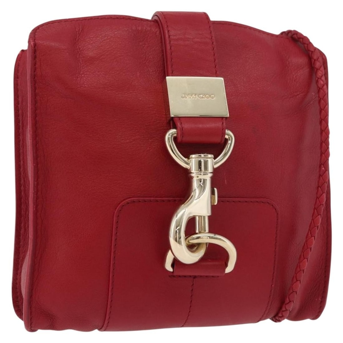 Jimmy Choo red leather women s shoulder bag Italy gold tone: Jimmy Choo red leather women s shoulder bag Italy gold tone This Jimmy Choo shoulder bag is crafted from leather in a striking red and gold color combination. Designed for women, the bag features a co