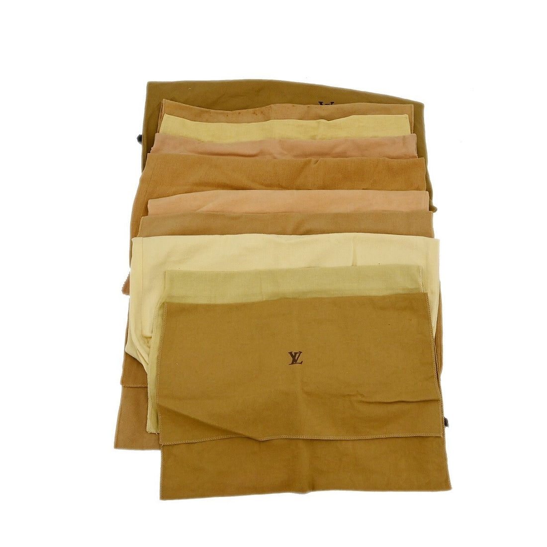 Set of 10 Louis Vuitton Cotton Dust Bags Brown Beige: Set of 10 Louis Vuitton Cotton Dust Bags Brown Beige Set of 10 authentic Louis Vuitton dust bags in brown and beige cotton. These unisex dust bags show overall signs of use with reasonable wear and te