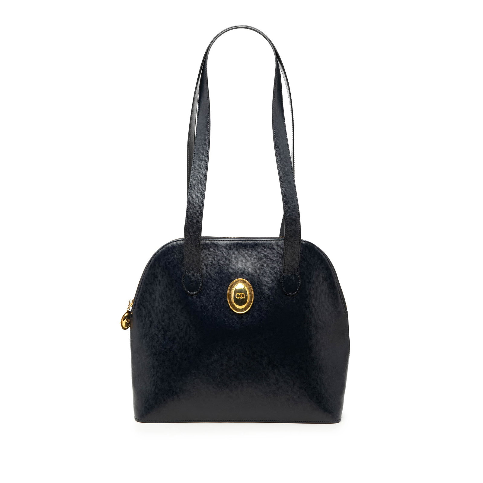Dior Leather Logo black shoulder bag in leather: Dior Leather Logo black shoulder bag in leather Dior shoulder bag crafted in black leather with logo detailing. The bag features flat leather straps, a top zip closure, and an interior zip pocket. Con