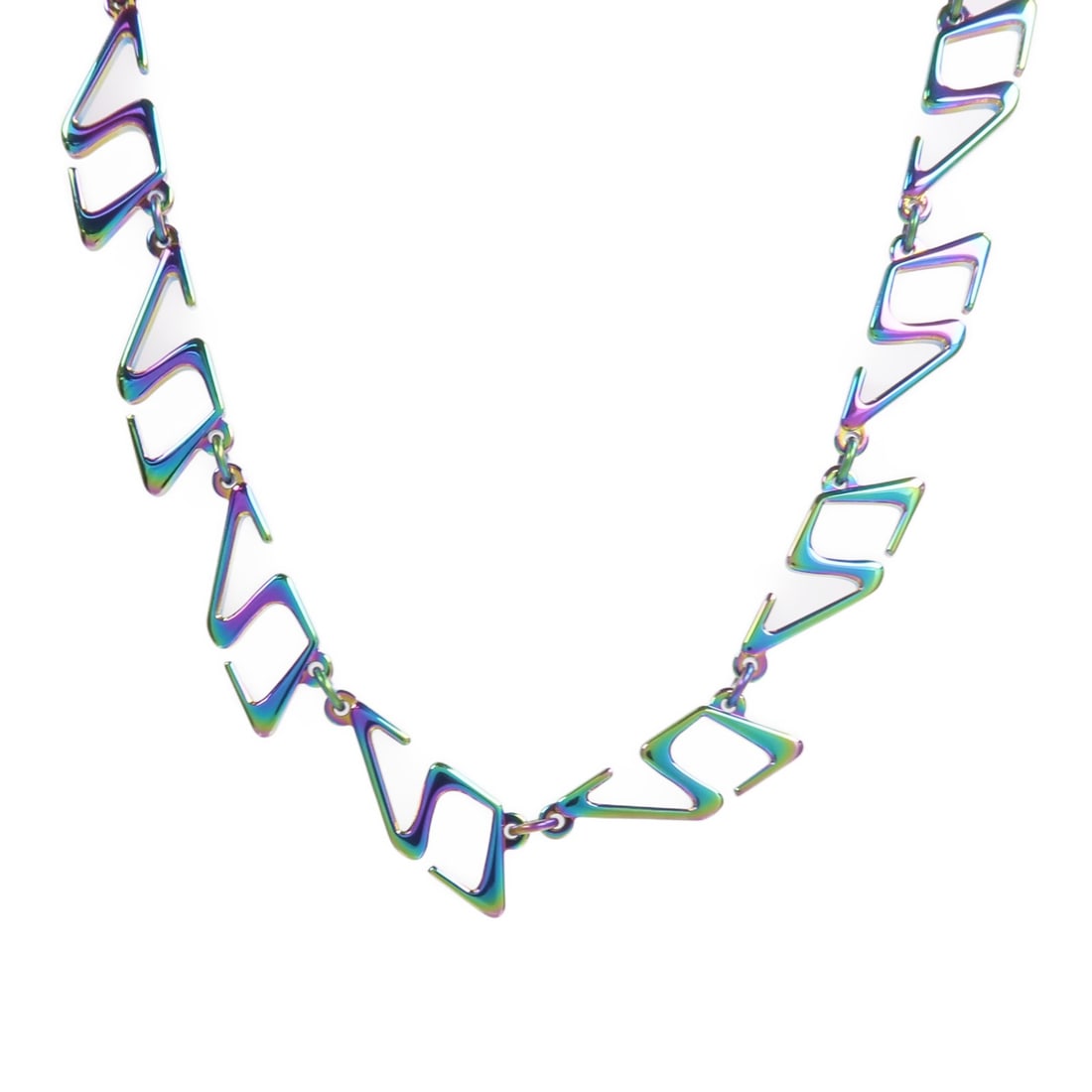 Louis Vuitton Collier LV Links Rainbow Tone Necklace M68909: Louis Vuitton Collier LV Links Rainbow Tone Necklace M68909 Louis Vuitton Collier LV Links necklace in a rainbow multicolor finish. This women's necklace is made in France and features a bold link-sty