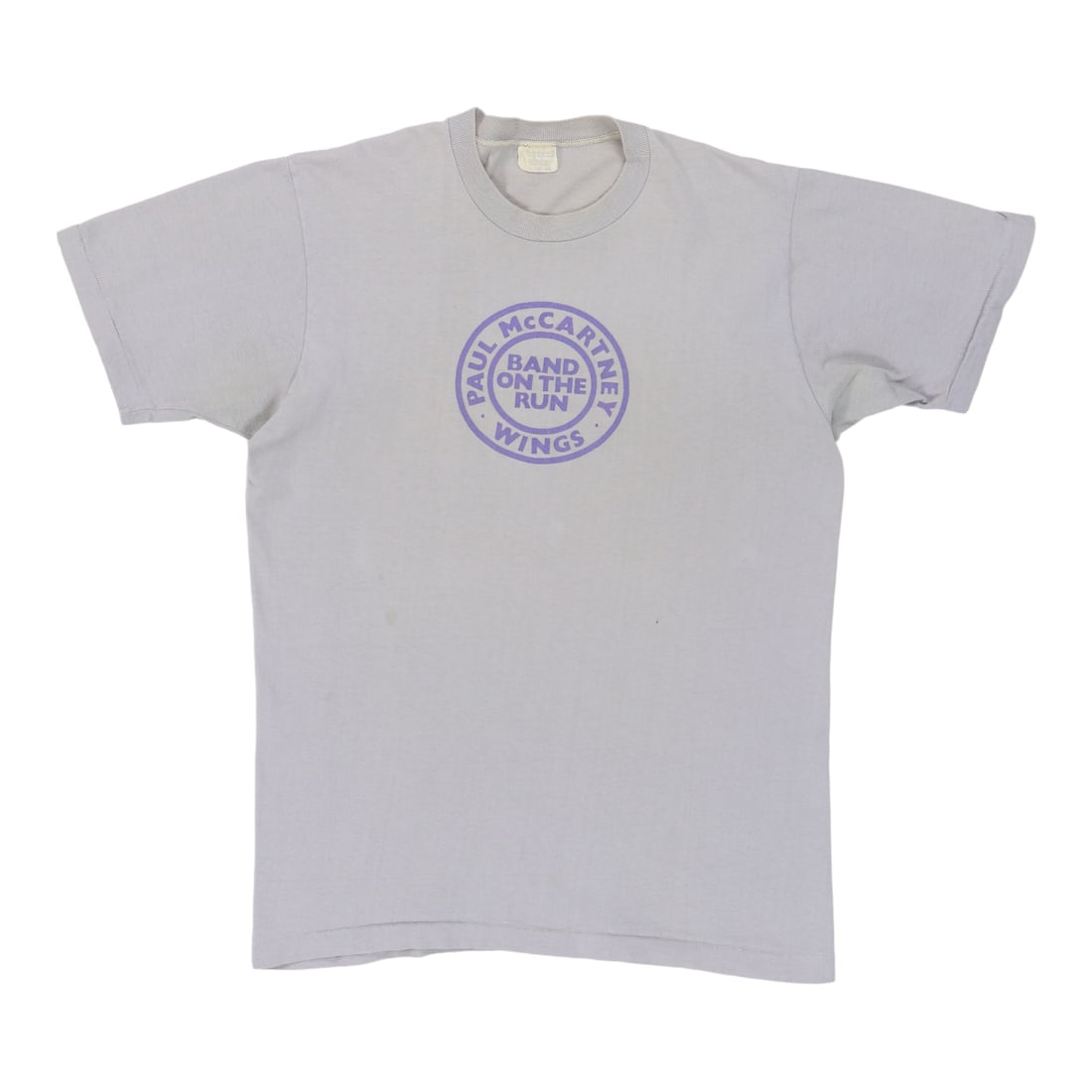 Vintage 1973 Band On The Run Wings Promo Paul McCartney Gray Shirt: Vintage 1973 Band On The Run Wings Promo Paul McCartney Gray Shirt This is an original vintage 1973 Wings Paul McCartney Band On The Run promotional shirt, not a modern reproduction. Featuring graphic