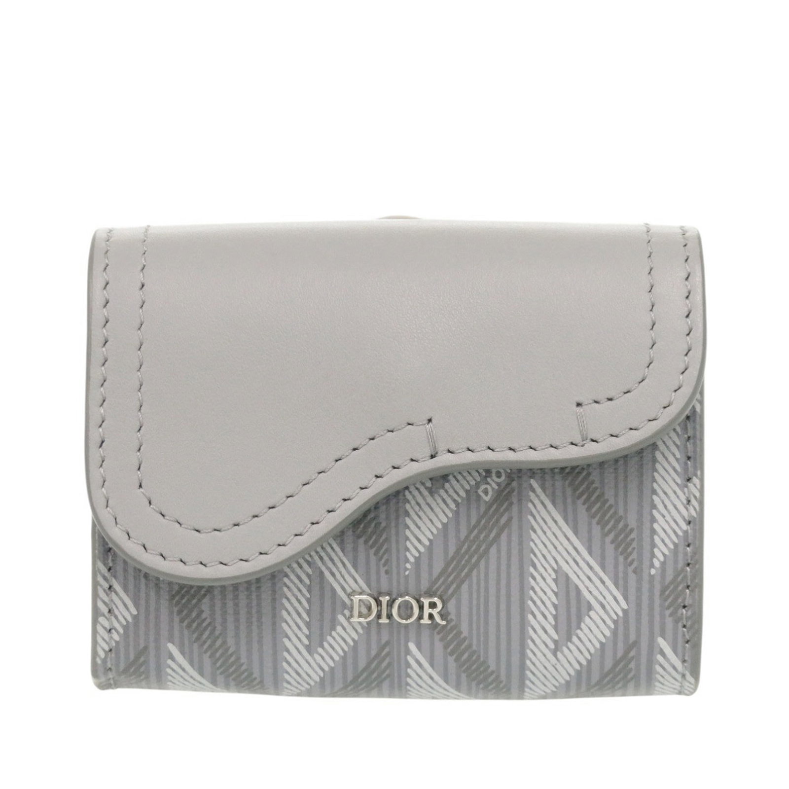 Dior CD Diamond Saddle Coated Canvas Card Holder Gray (1 of 12)