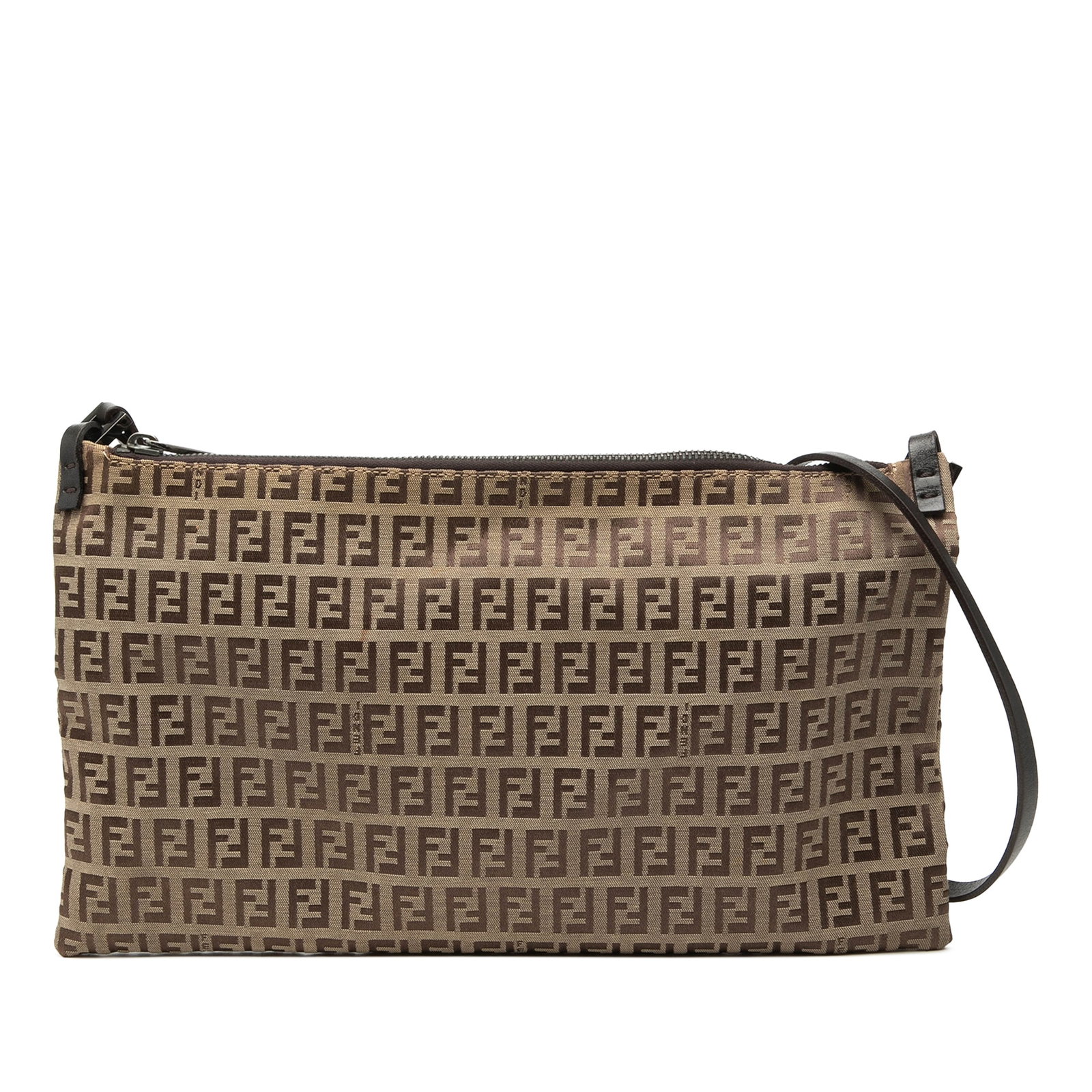 Fendi Zucchino Canvas Beige Crossbody Bag: Fendi Zucchino Canvas Beige Crossbody Bag This Fendi Zucchino Canvas Crossbody bag features a beige canvas body with leather trim, an adjustable flat leather strap, and a top zip closure. The bag is d