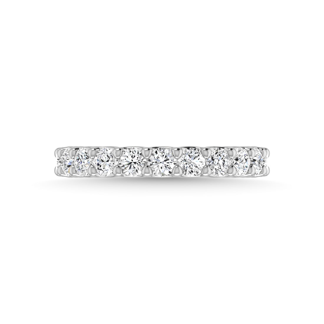 14K White Gold Lab Grown Diamond 1 3/4 Ct.Tw. Round Shape Three Forth Way wedding Band (size 6.5): 14K White Gold Lab Grown Diamond 1 3/4 Ct.Tw. Round Shape Three Forth Way wedding Band (size 6.5) 14k White Gold Stone Color: D-f Stone Clarity: Vs Each ring is presented in standard size 6.5. Complim