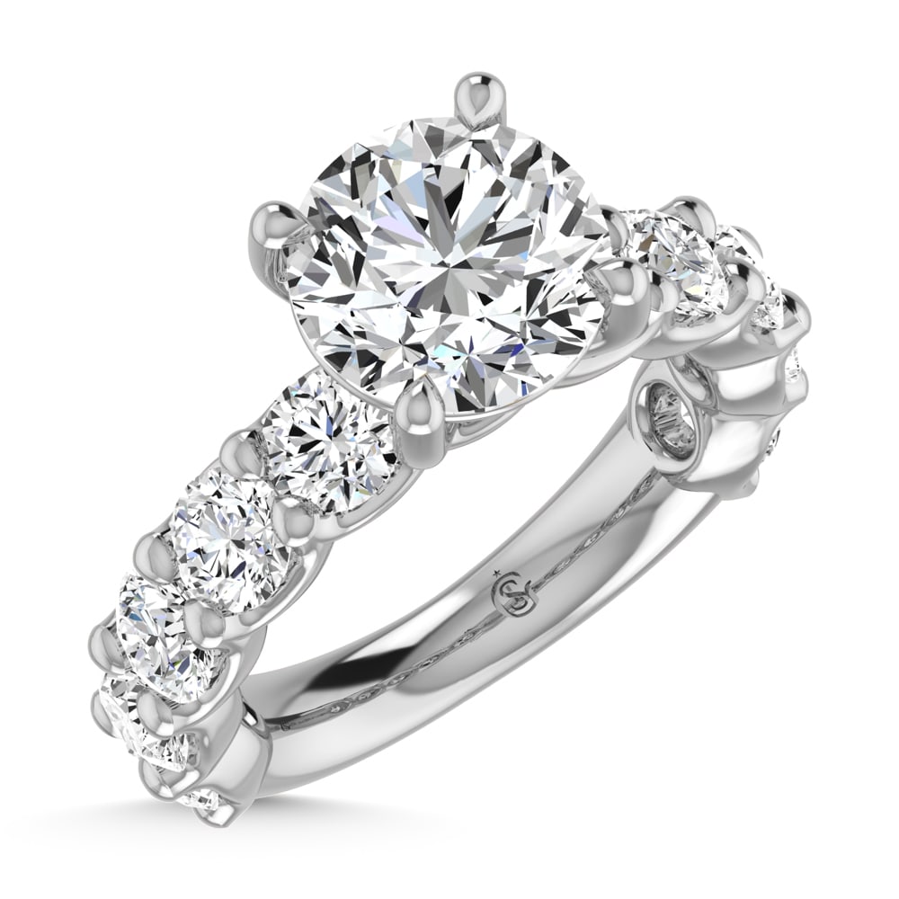 14K White Gold Lab Grown Diamond 9 1/3 Ct.Tw. Round Shape Three Forth Engagement Ring (IGI Certified: 14K White Gold Lab Grown Diamond 9 1/3 Ct.Tw. Round Shape Three Forth Engagement Ring (IGI Certified Center 4CT) This elegant diamond engagement ring crafted in 14k white gold, features a brilliant ro